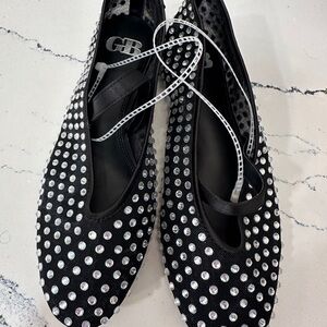 Gianni Bini Black and Silver Studded Flats